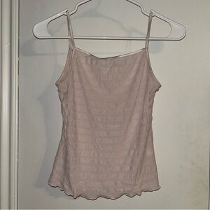 Pink Smocked Lettuce Hem Cami Tank